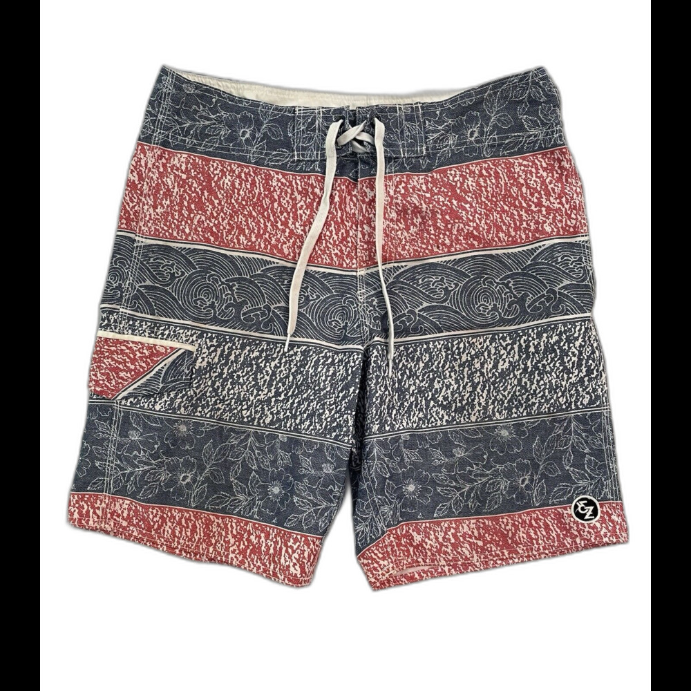 Ezekiel Board Shorts Men Size 33 Red White Blue Swim Trunks